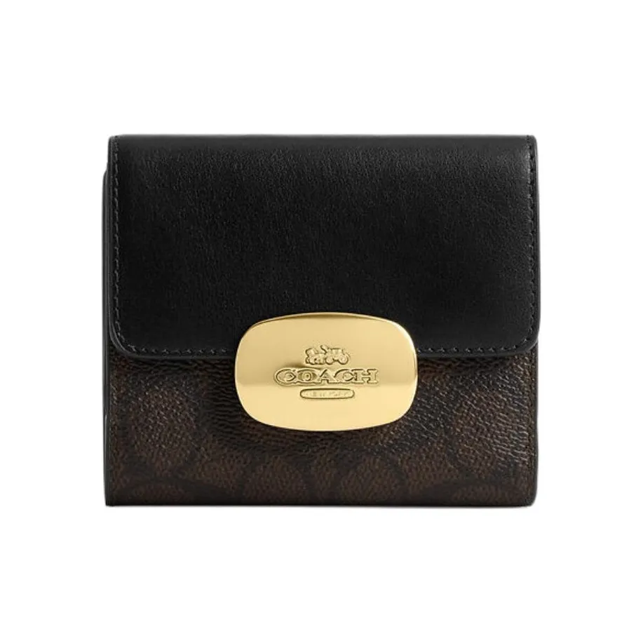 COACH Eliza Покрытый холст Кошелек Маленький Женский Ореховый и Черный