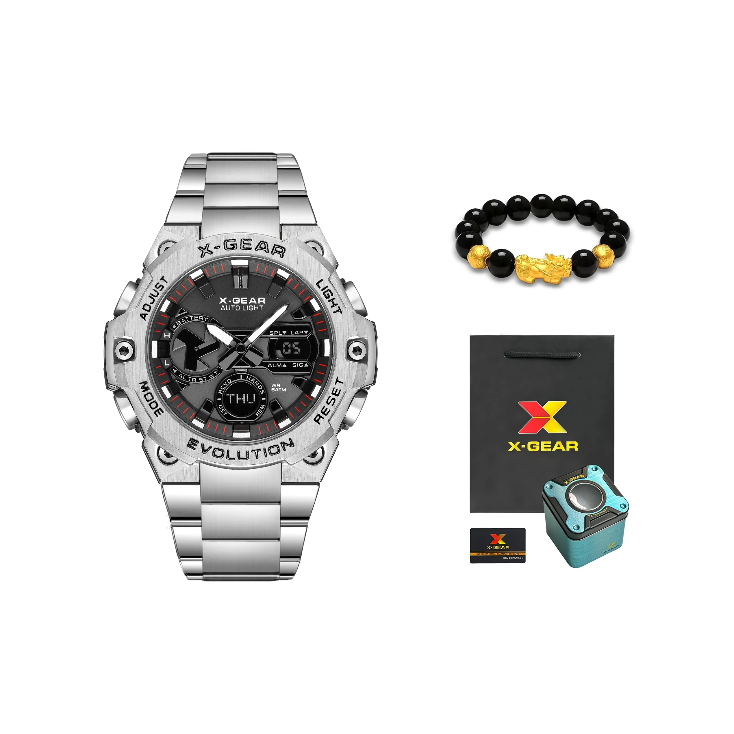 X Шестерня Кварцевый механизм Мужские часы 42 мм Черный