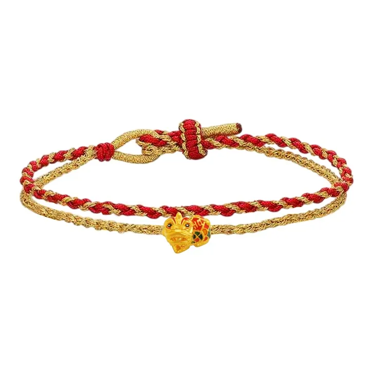 LOULANBOWUGUAN All Season Prosperity Fortune Bead 999 Solid Gold Fixed Price Bracelets Unisex Good Luck