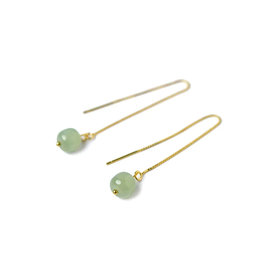 Tokai Family Earrings Pale Greenish White Jade Unisex
