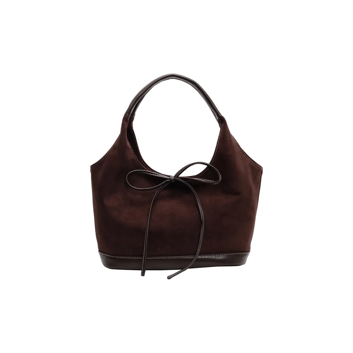 Morellybear Leather Velvet Shoulder Bag Women's Coffee/Brown/Khaki