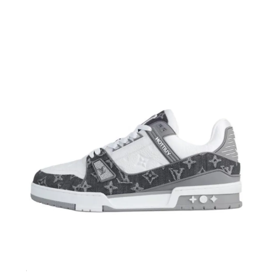 LOUIS VUITTON Trainer Low Top Skateboard Shoes Unisex Gray White