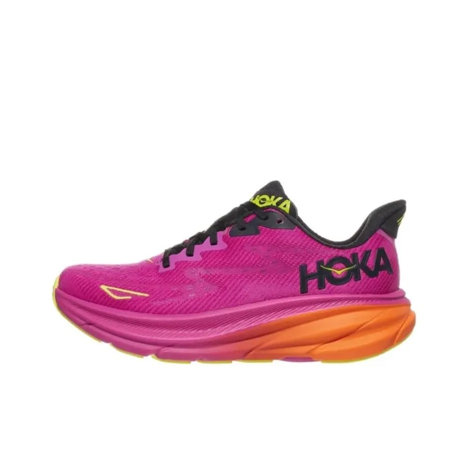 HOKA ONE ONE Clifton 9 Slip-resistant Abrasion-resistant Low-top Беговые кроссовки Мужские Фуксия
