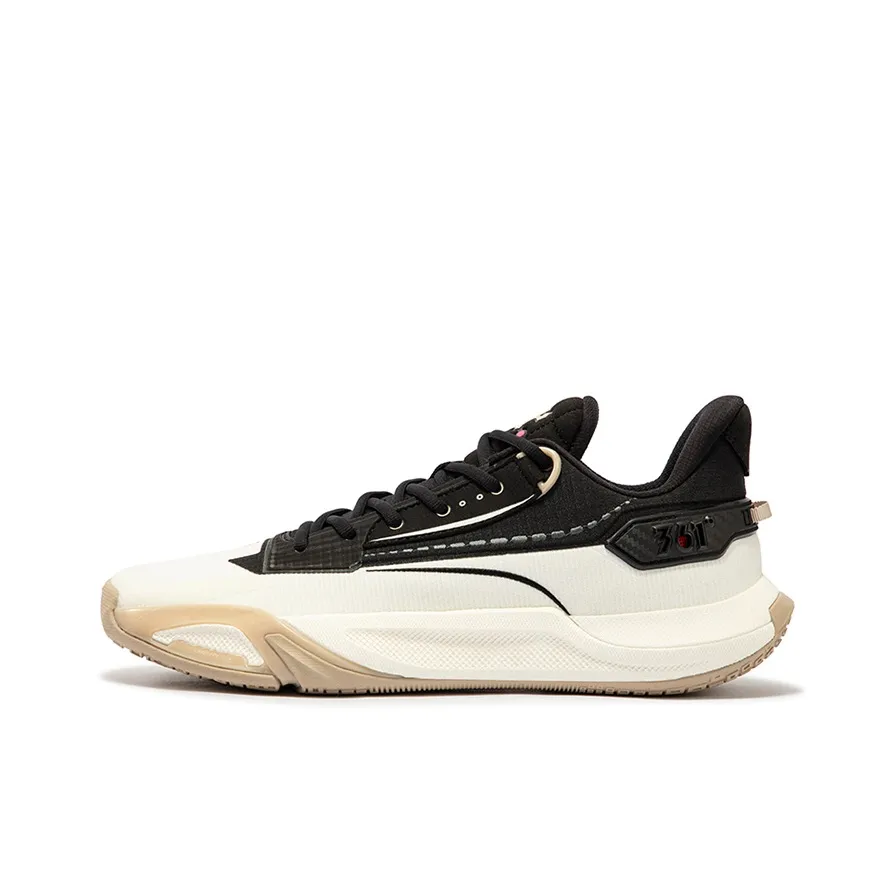 361° Амортизирующие подошва Устойчивая к истиранию Низкий топ Баскетбольные кроссовки Унисекс Белый Черный