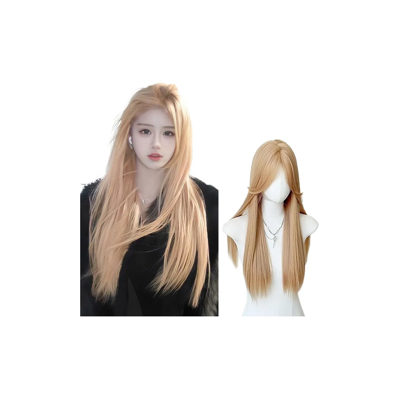 YOUXI CENTER Разделенная Длинная Прямая Женская Перука Белый Золото