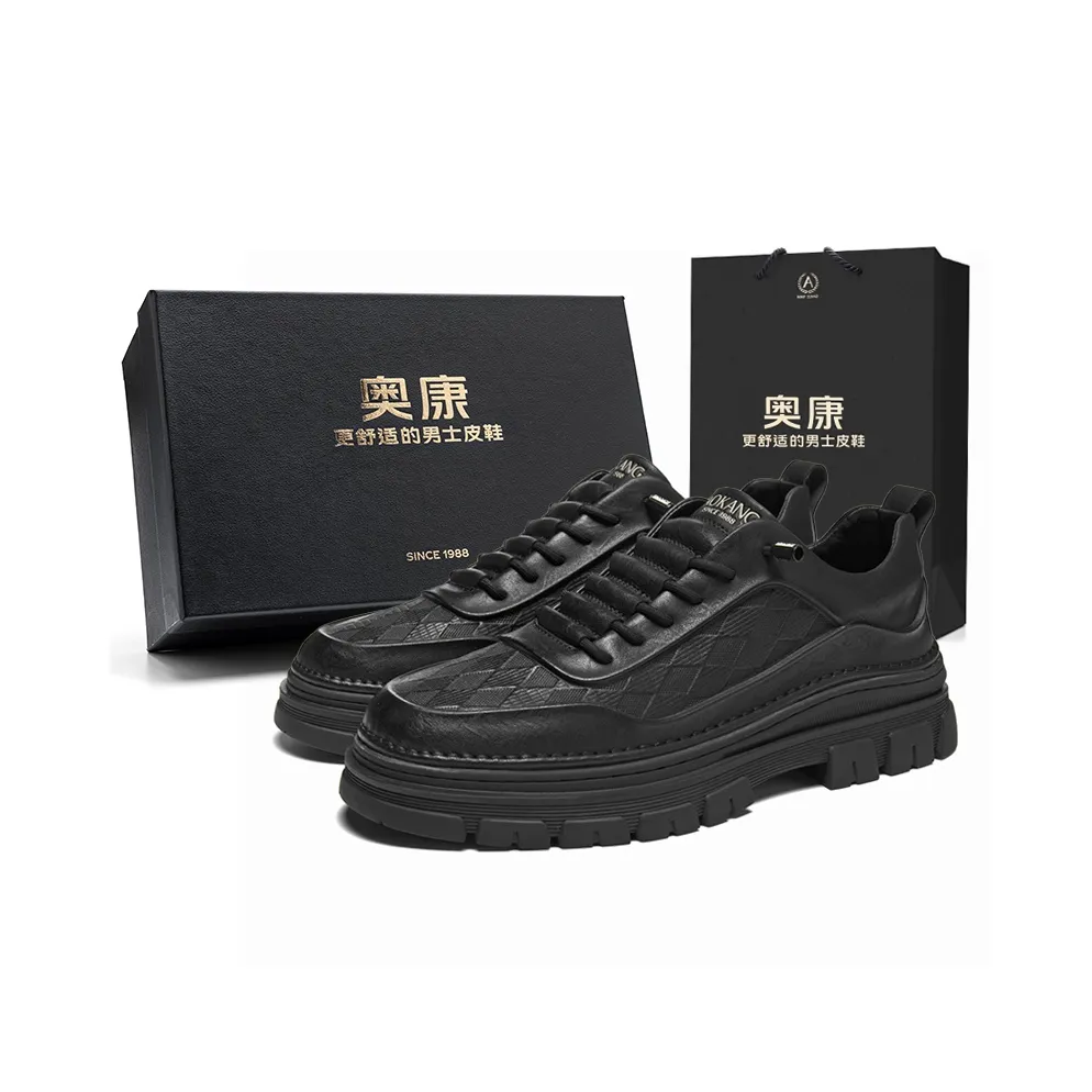AOKANG Maillard Style Series Work Boots Men Low Top Black, Khaki