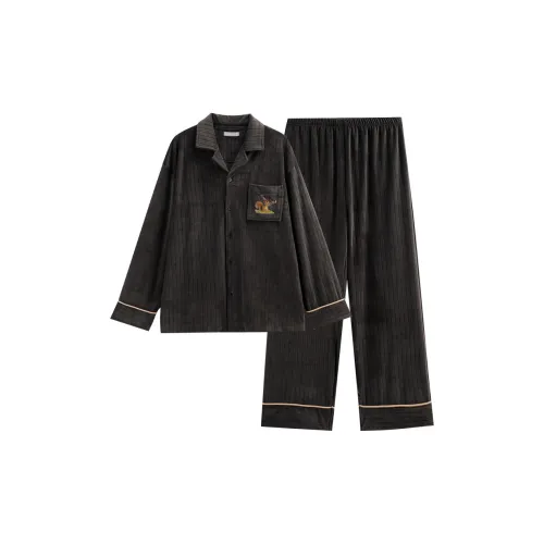 Same Language Фиолетовый Сливовый Concave Stripe Женские Пижамные комплекты