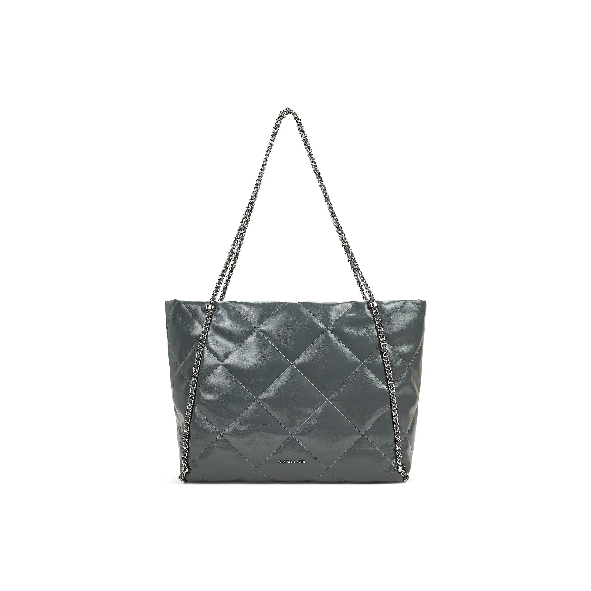CHARLES&KEITH PU Shoulder Bag Extra Large Women's Black/Grey/Cream/Milk White