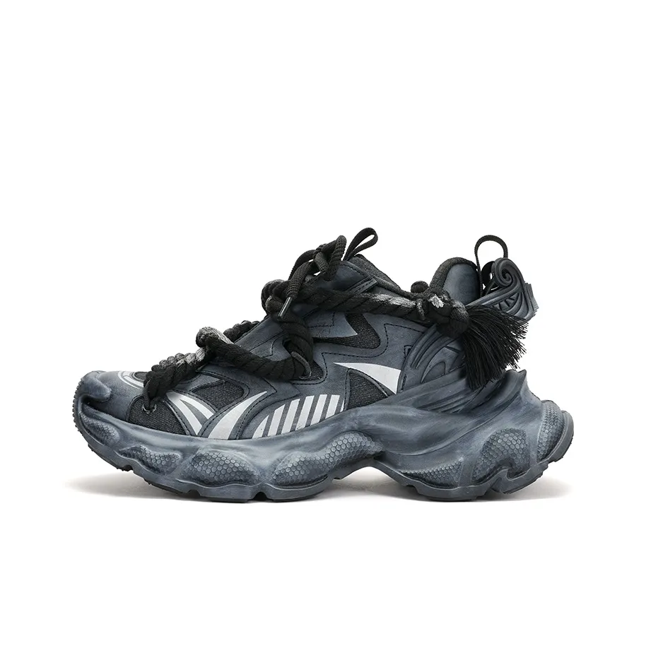 X·LUN Blackened Collection Slip Resistant Height Increasing Low Top Chunky Sneakers Unisex Gray