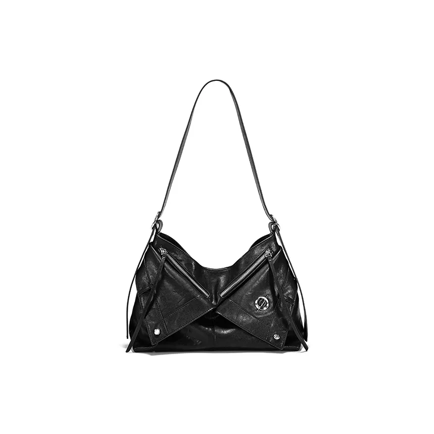 JELLYTOYBOY Корова Спилок с Искусственной Кожей Реконструированная Сумка-Хобо Сумка через Плечо Женская Черная Коричневая