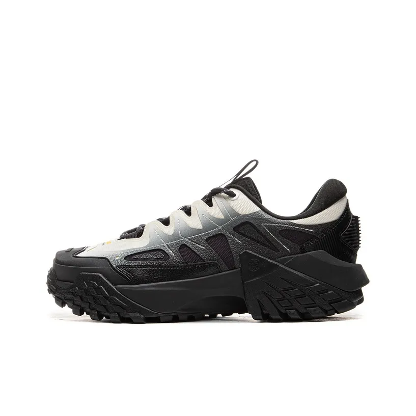 LiNing Slip-resistant Abrasion-resistant Low Top Hiking Shoes Men's Black White LiNing Противоскользящие Износостойкие Низкие Кеды Мужские Черный Белый