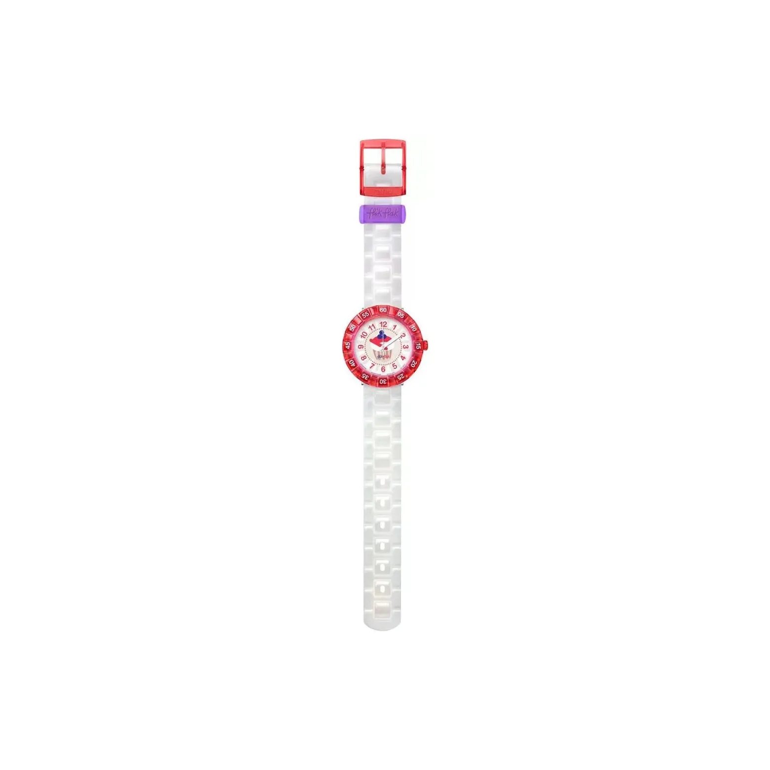 SWATCH Flik Flak Feifei Series Кварцевый механизм Детские часы 33 мм Белый циферблат Пластиковый корпус Часы Силиконовый ремешок
