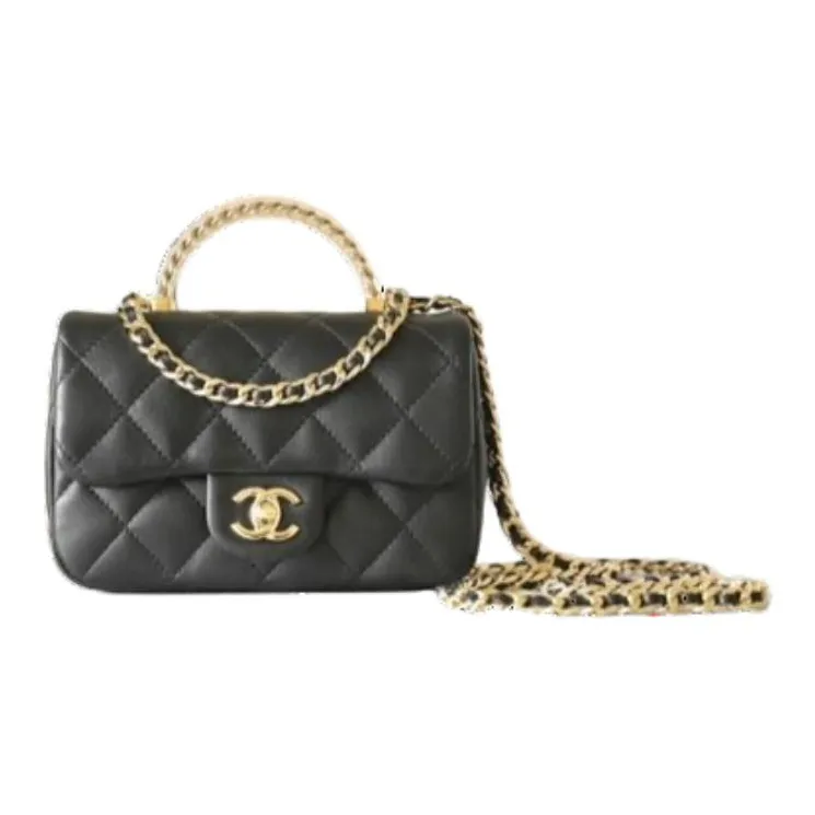 CHANEL Lambskin Flap Bag Handbag, Shoulder Bag, Crossbody Bag Mini Unisex Black