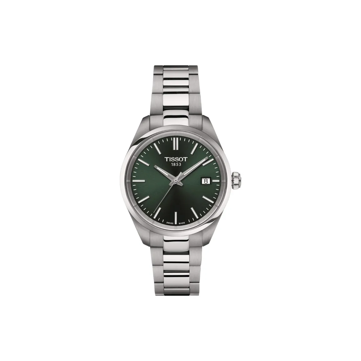 TISSOT T Classic Collection Кварцевый механизм Унисекс Часы 34 мм Зеленый циферблат Корпус из нержавеющей стали Ремешок из нержавеющей стали