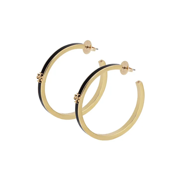 TORY BURCH Латунь Эмаль Кристалл Серьги Женские Черный