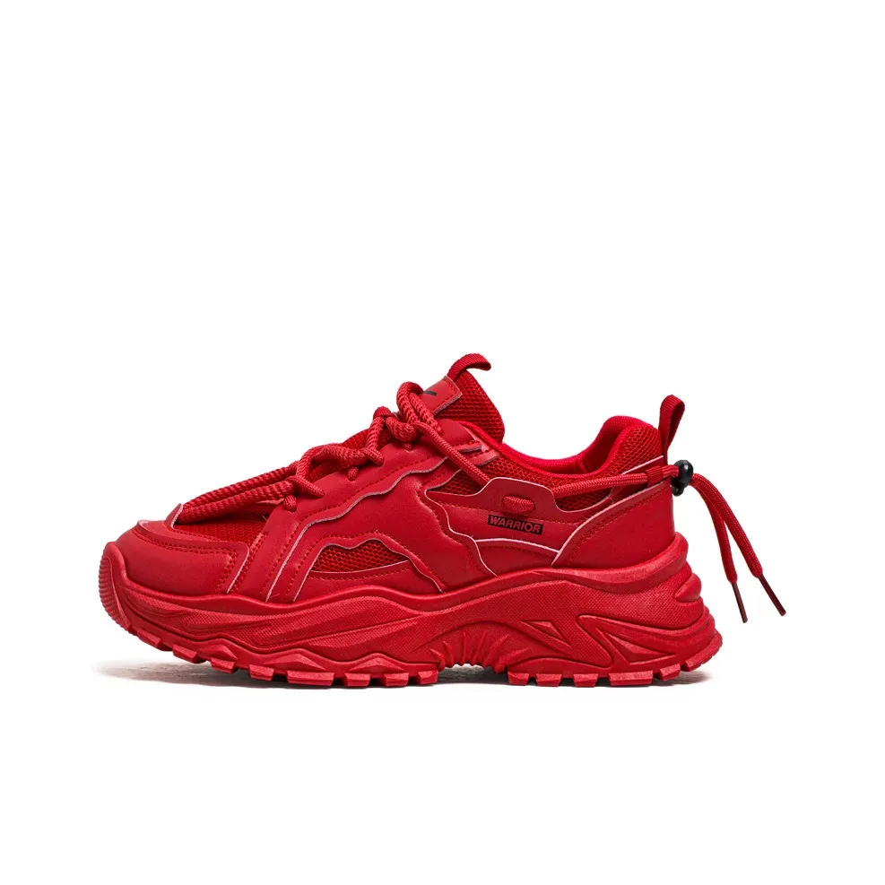 Warrior Coverage Abrasion Resistant Lightweight Breathable Slip Resistant Low Top Chunky Sneakers Men's Red
