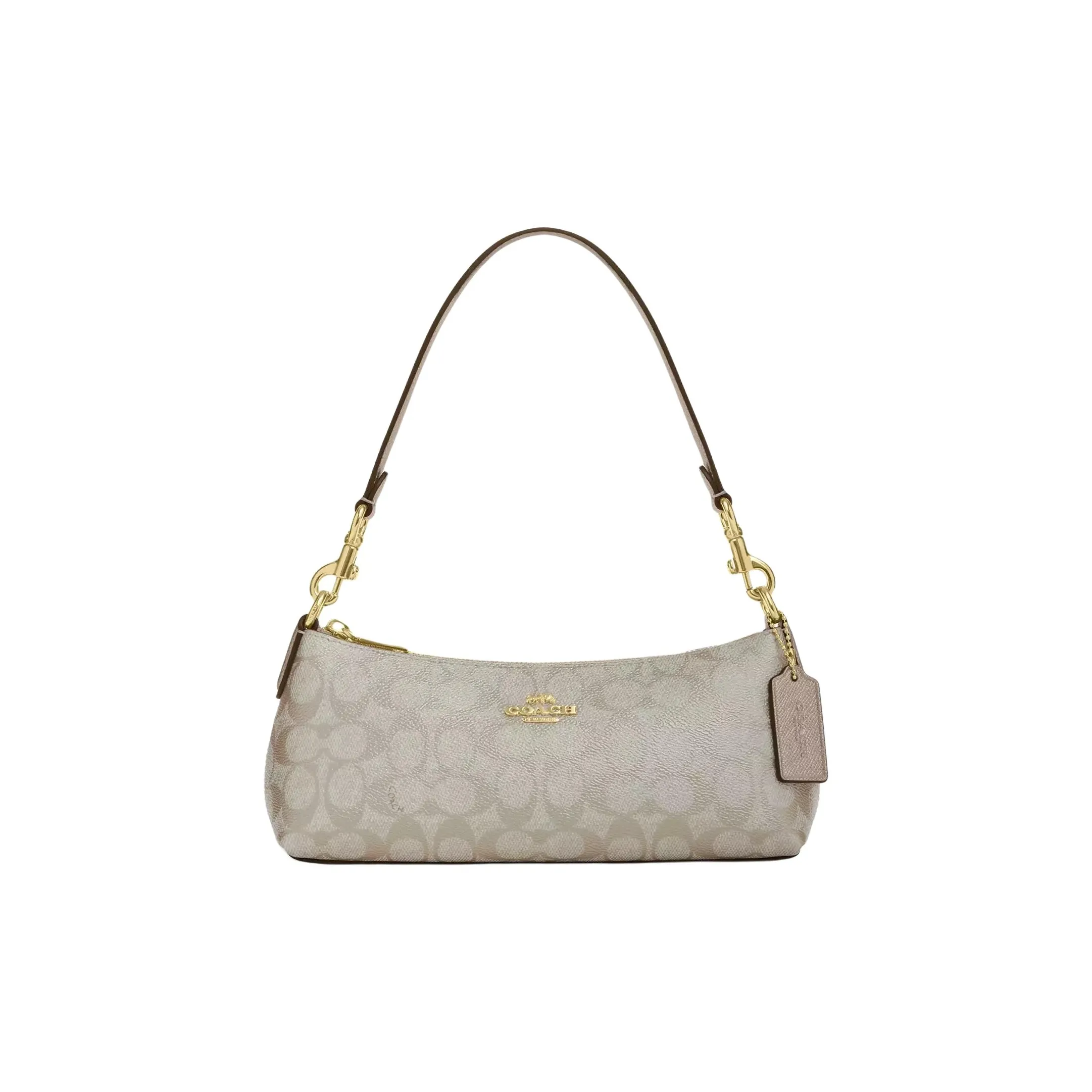 COACH Charlotte Покрытый холст Сумка на плечо Портативная Сумка через плечо Средняя Женская Шампань