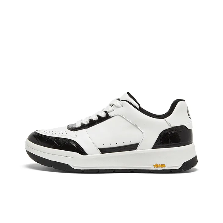 QM Anti Slip And Wear Resistant Breathable Low Top Skateboard nevio Shoes Men's Black White