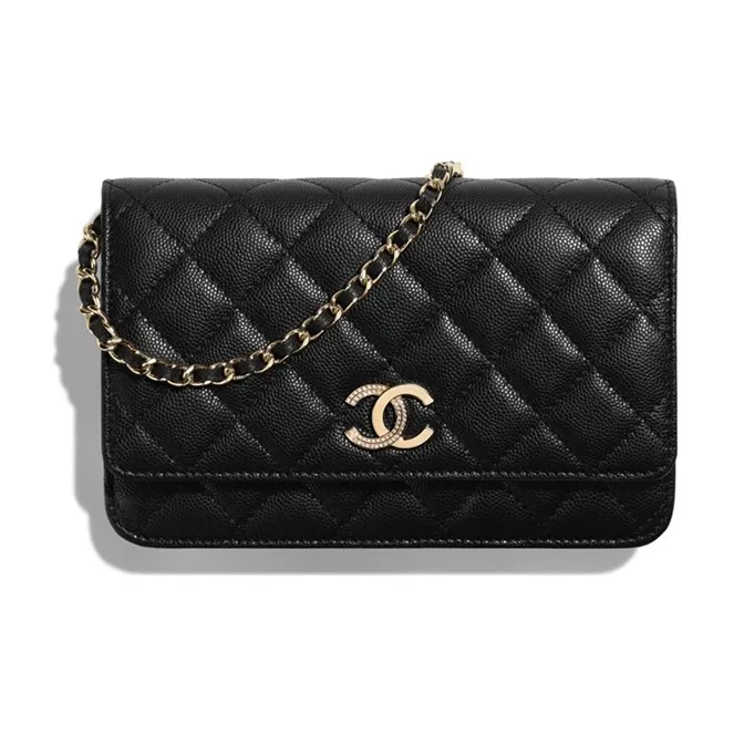 CHANEL WOC 24B Calfskin Shoulder Crossbody Bag Women's Black