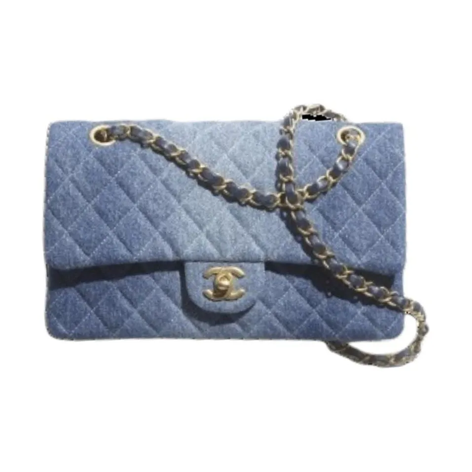 CHANEL Classic Flap CF Washed Denim Denim Shoulder Bag Crossbody Bag Mini Women's Blue Denim Gradient