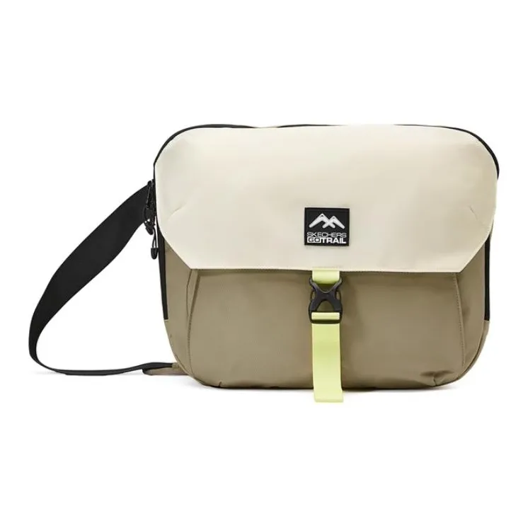 Skechers Fabric Shoulder Bag, Crossbody Bag Regular Unisex White & Gray & Elm Green