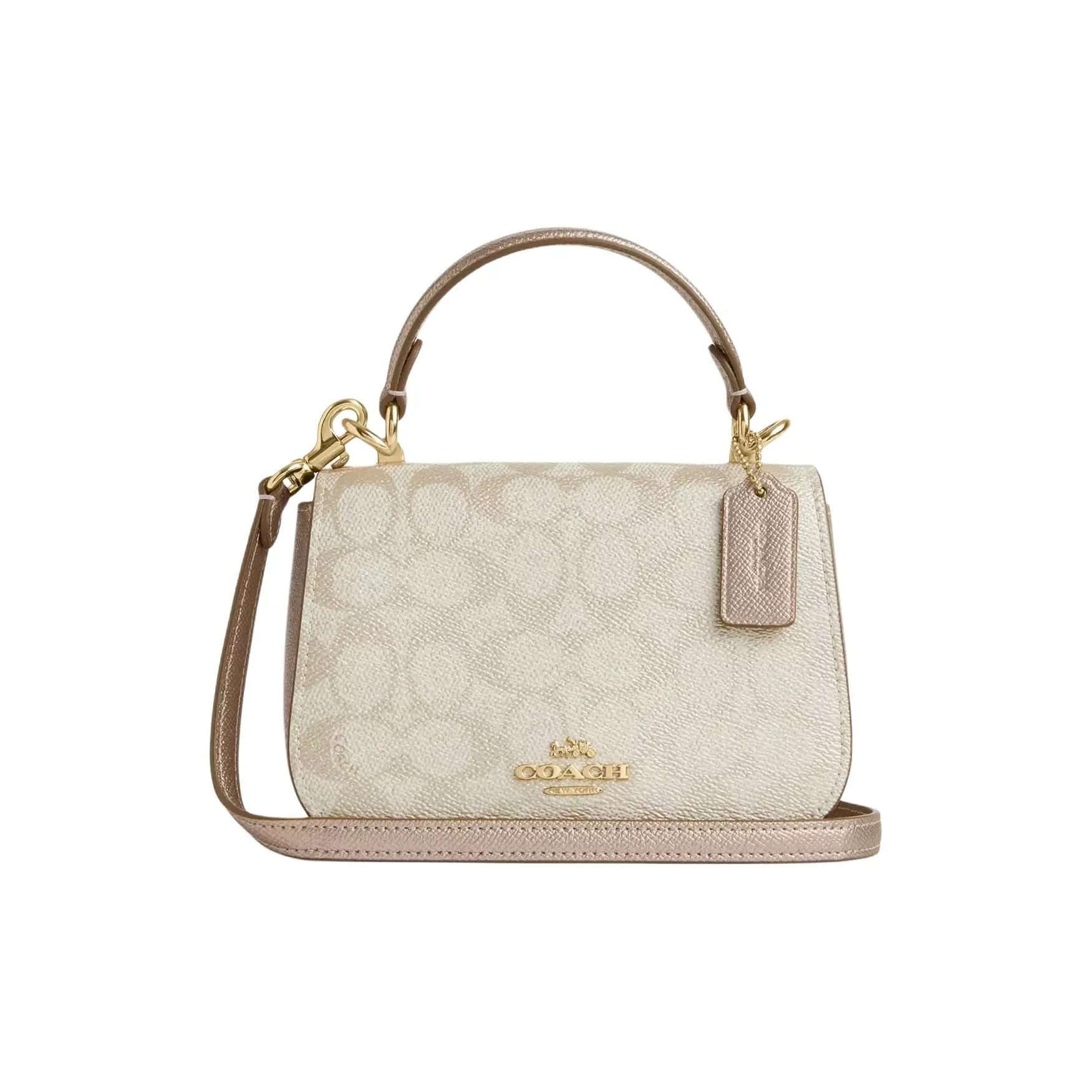 COACH Lysa Coated Canvas Shoulder Bag, Crossbody Bag, Handbag Trumpets Women's Champagne