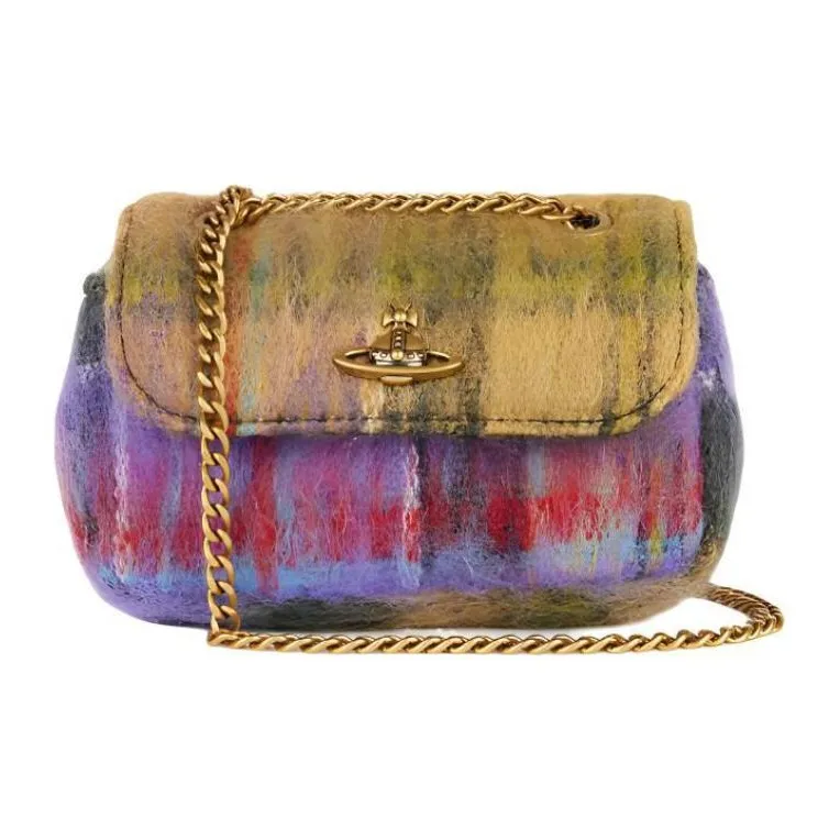 Vivienne Westwood Wool Wallet, Shoulder Bag, Crossbody Bag Small Women's Yellow & Purple