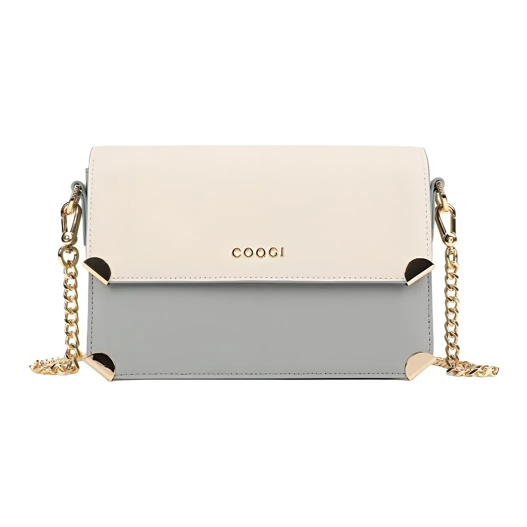 COOGI Cow Leather Small Square Bag Shoulder Bag, Crossbody Bag Medium Size Women's Green/Ecru/Pink/Matcha Green