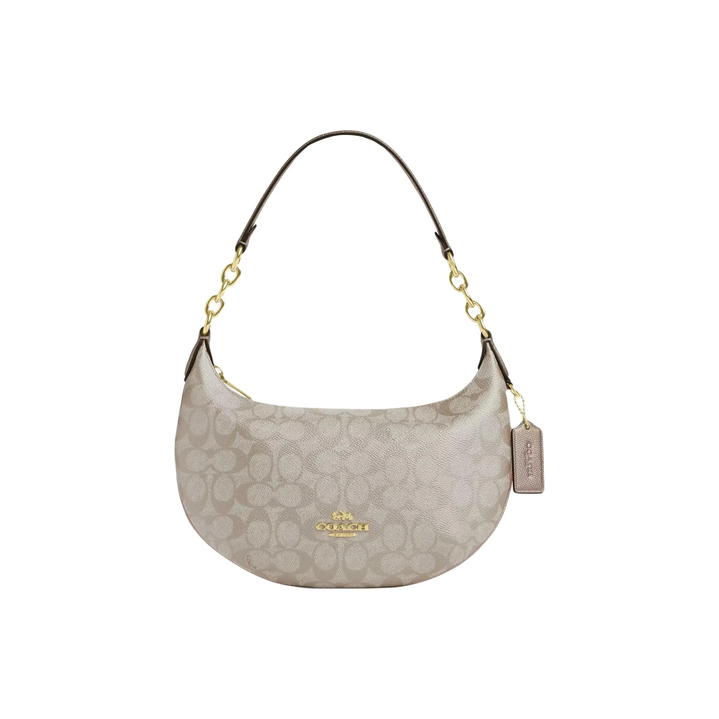 COACH Payton Coated Canvas Hobo Bag, Handbag, Shoulder Bag Tubas Women's Champagne