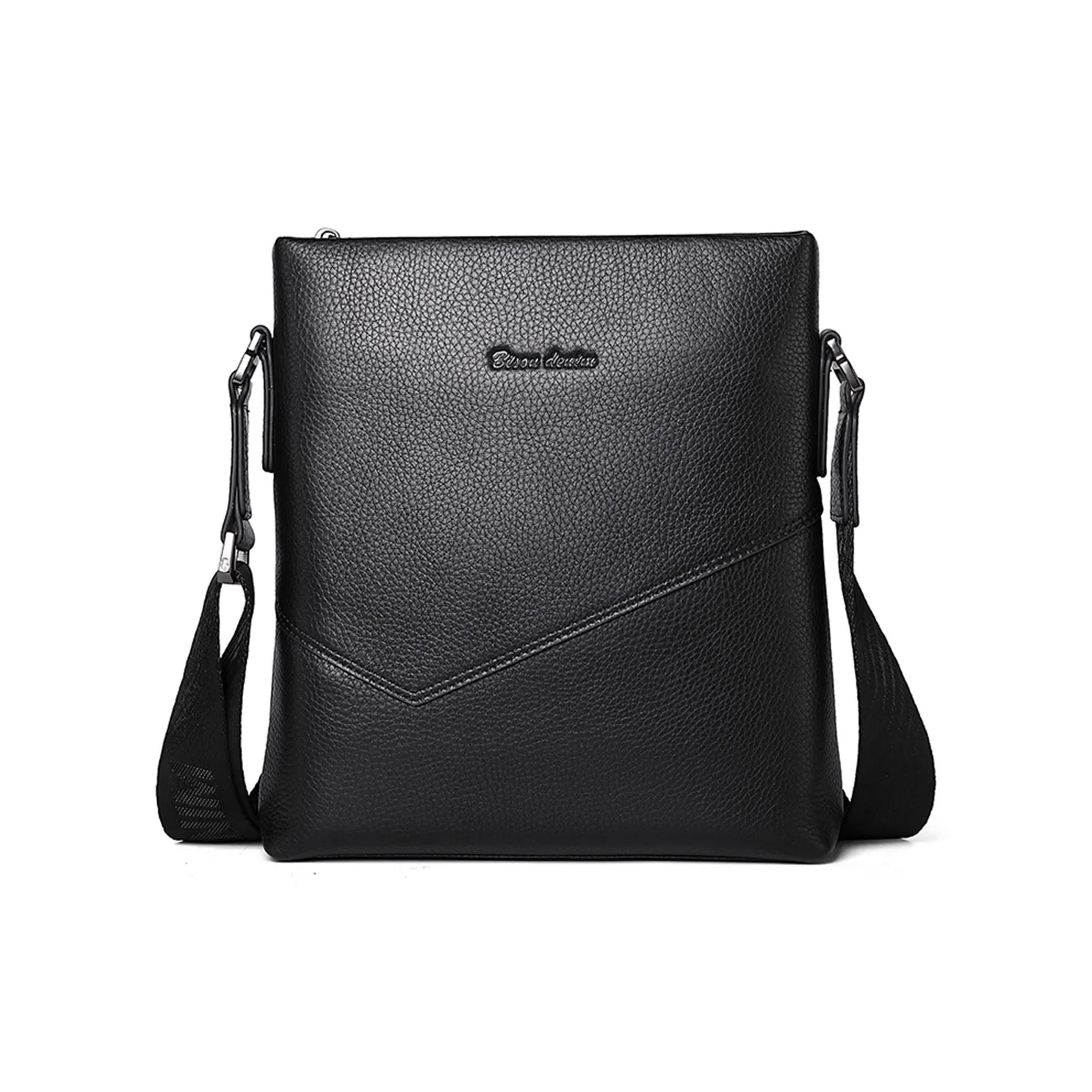 BISON DENIM Рюкзак через плечо из натуральной коровьей кожи стандартный мужской черный