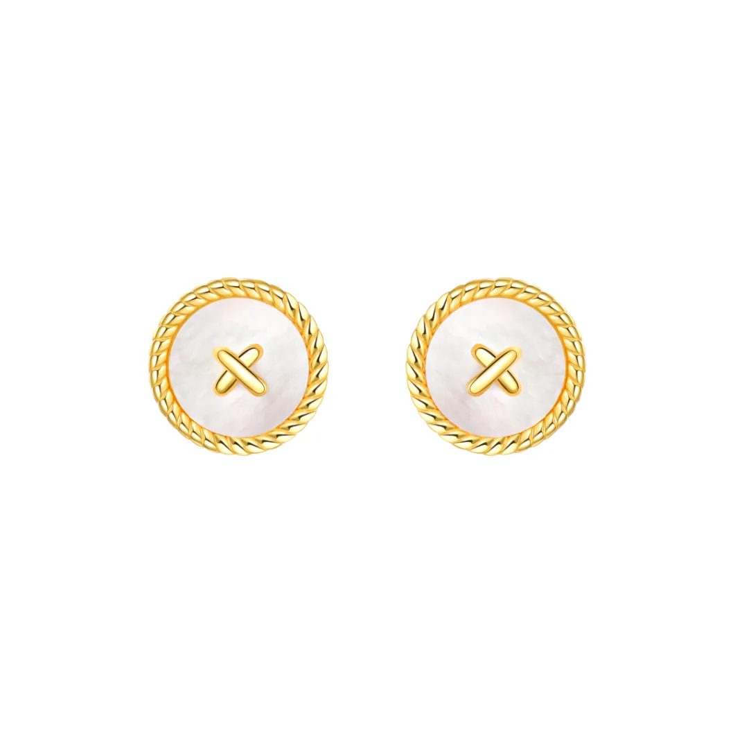 BABYBEI 925 Sterling Silver Mother Of Pearl Stud Earrings Women's