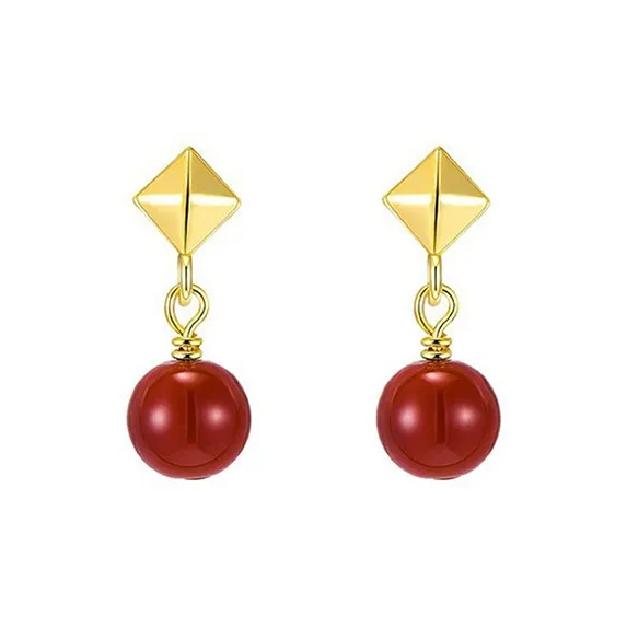 YINCHIE Reconstructed Cinnabar 925 Sterling Silver Hoop Earrings Women's