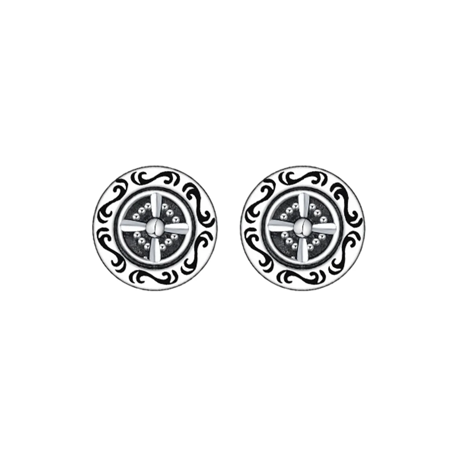 MAGICPOLE 925 Silver Epoxy Gum Stud Earrings Men's Silver