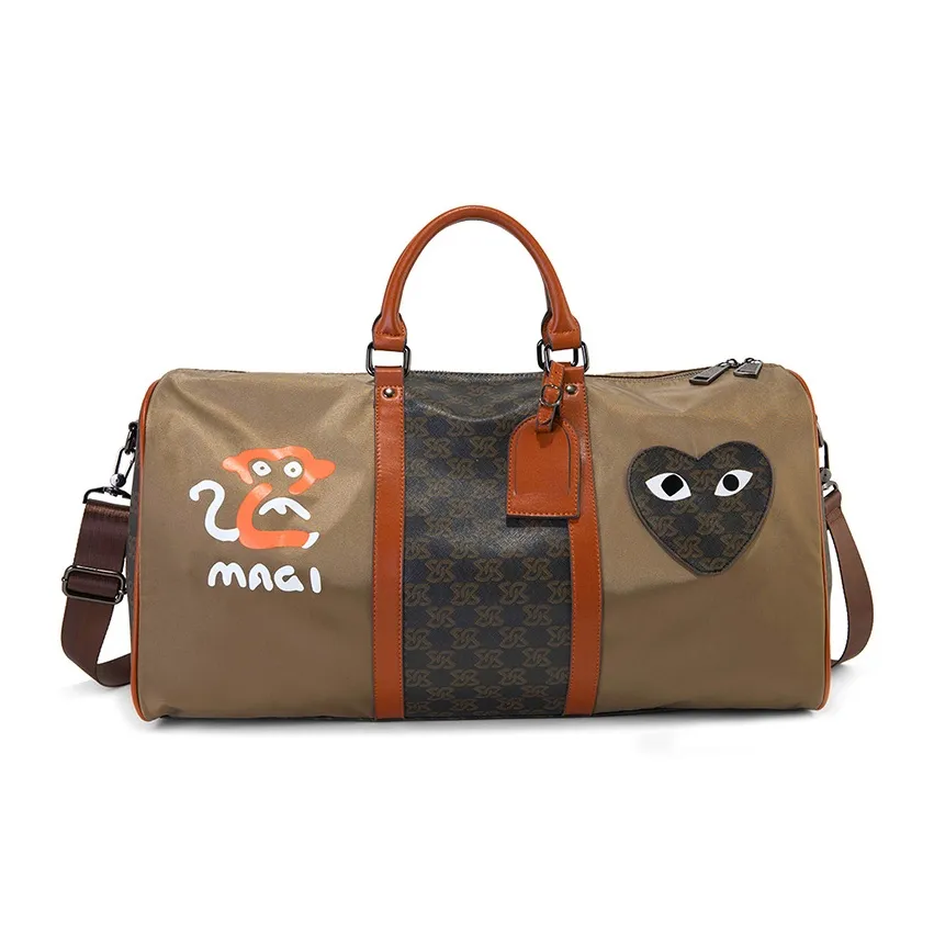 CLEVER& KETCH PU Travel Bags Noir Gym Bags Noir HandBags Noir Unisex Khaki/Black