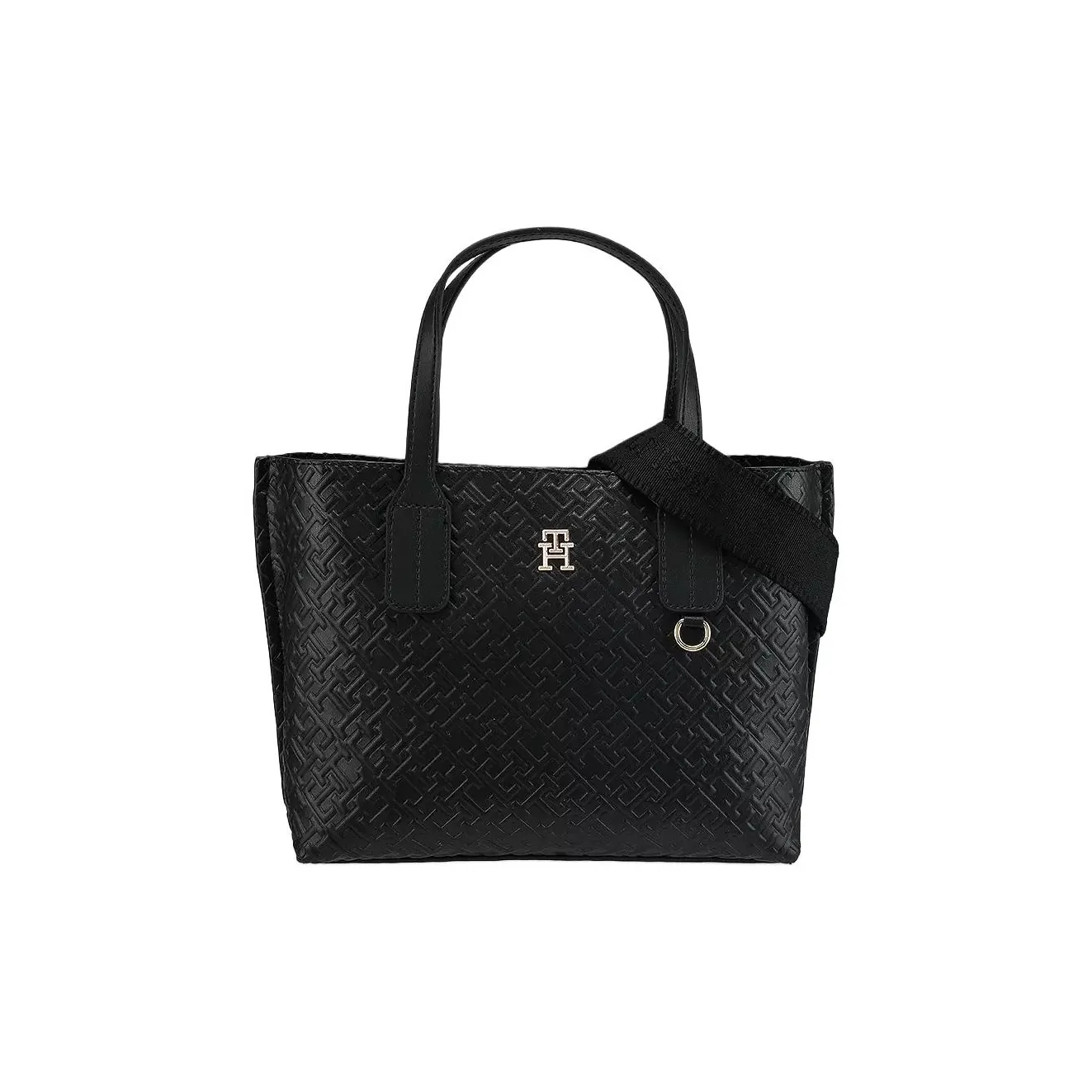 Tommy Hilfiger Polyurethane Tote Bag, Shopping Bag, Shoulder Bag, Crossbody Bag, Handbag Regular Women's Black