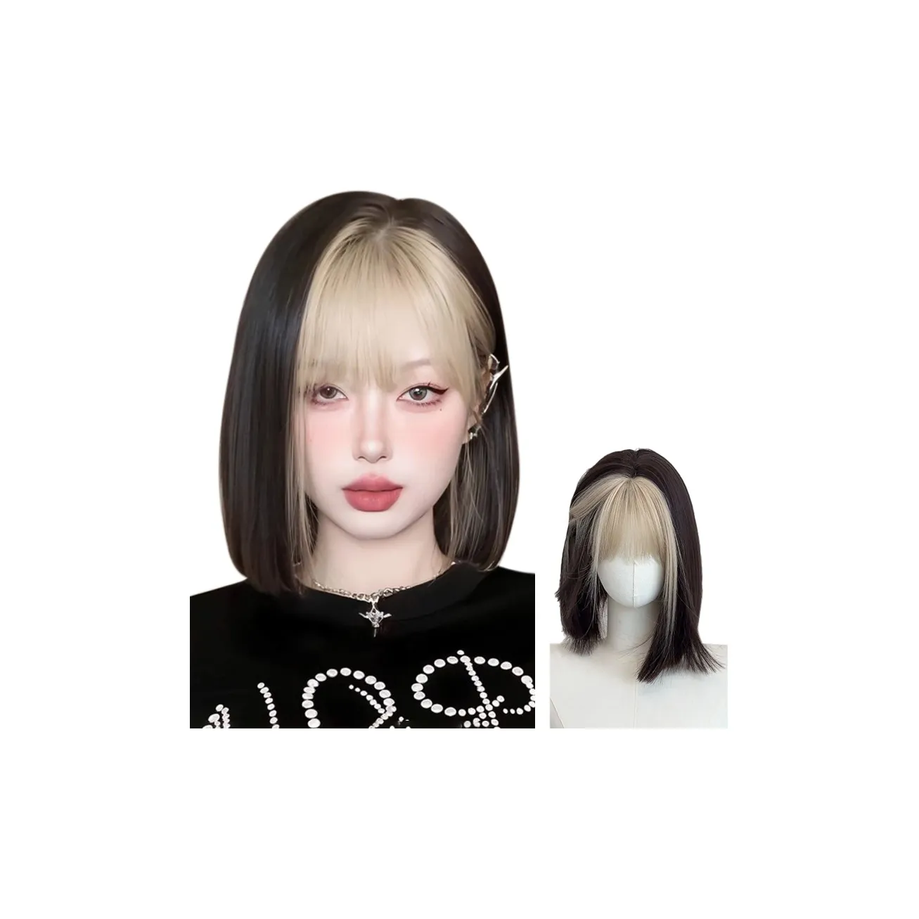 YOUXI Белый Золото Бамбук Волосы Краска Для Коротких Волос Парик