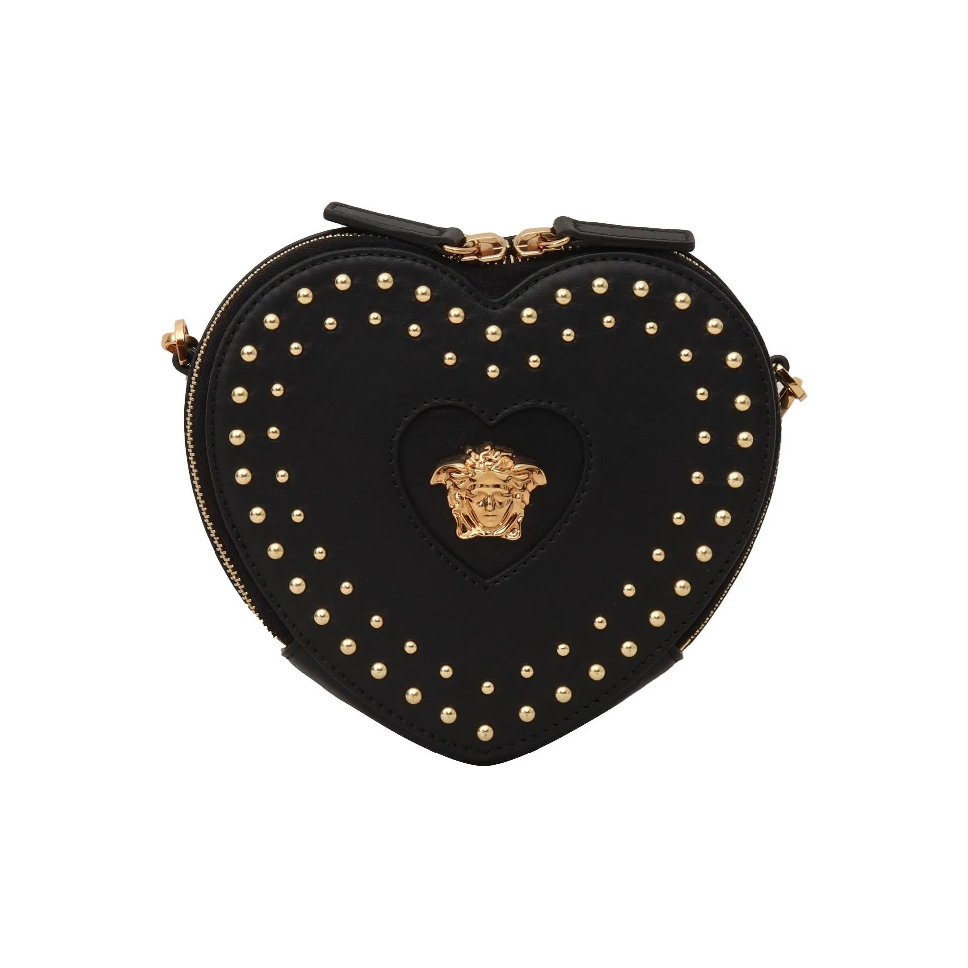 VERSACE Heart Shaped Stud Embellished Shoulder Bag