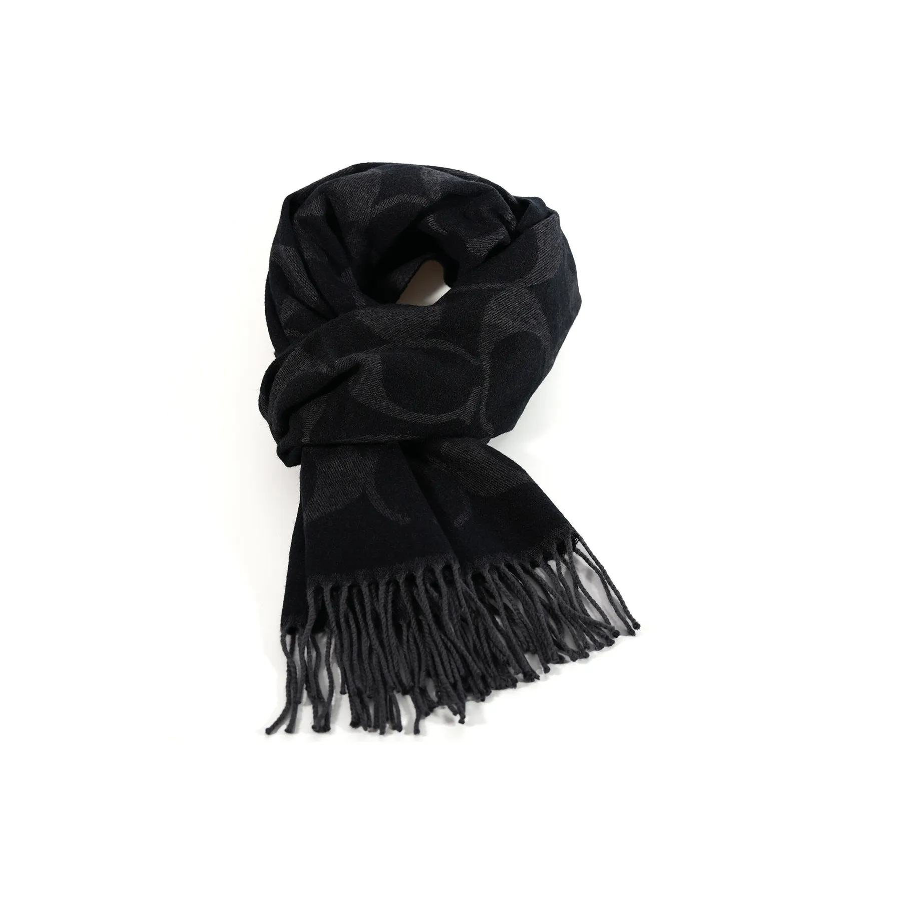 COACH Шарфы из овечьей шерсти вязаные Унисекс Черный