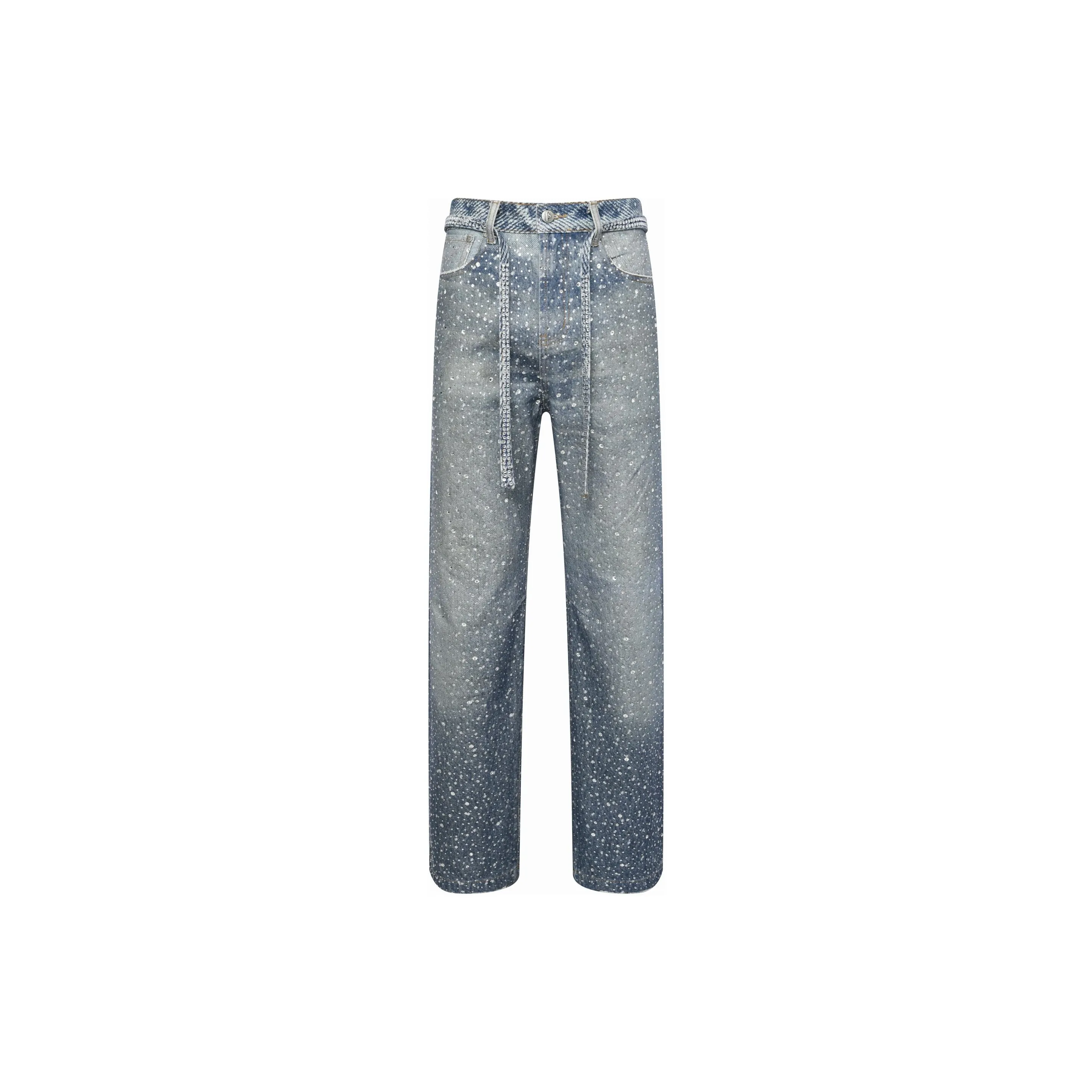 BIRTH OF ROYAL CHILD Rhinestone embellished Wide leg Jeans