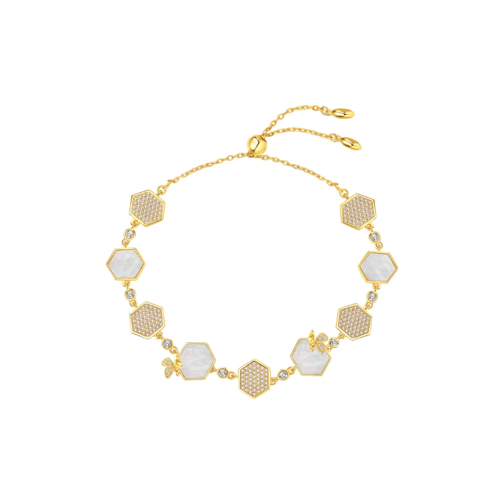 BABYBEI 925 Sterling Silver Mother Of Pearl Bee Gold Advanced Exquisite Niche Designer Bracelets Women's