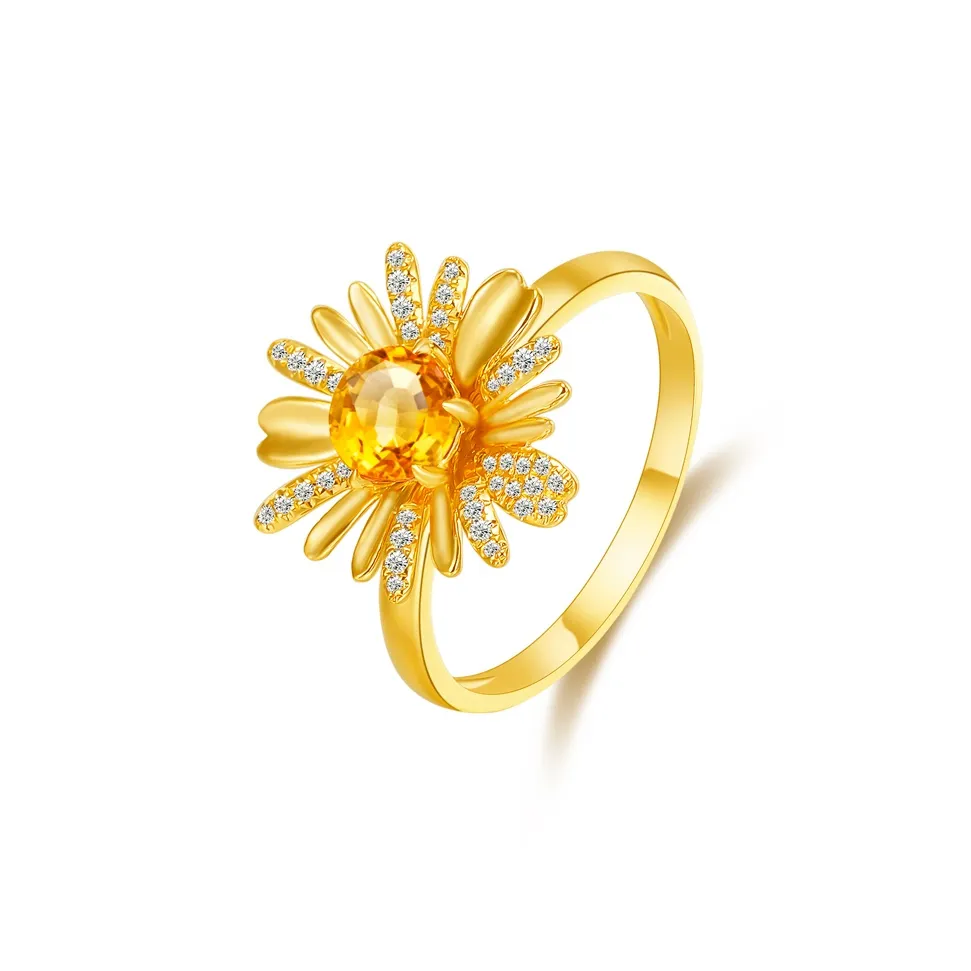 Begoris 18K Gold / Fendao Stone / Diamond Colored Gemstone Rings Unisex