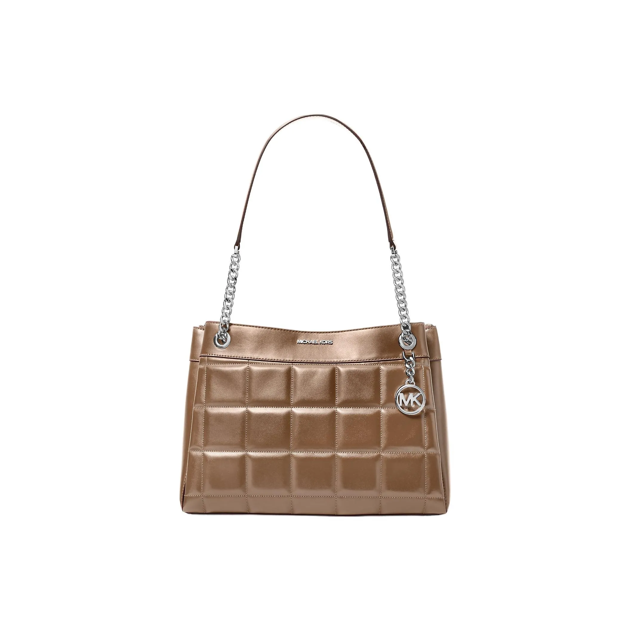 MICHAEL KORS Susan Leather Tote Bag, Shopping Bag, Shoulder Bag, Crossbody Bag, Handbag Medium Size Women's Light Brown