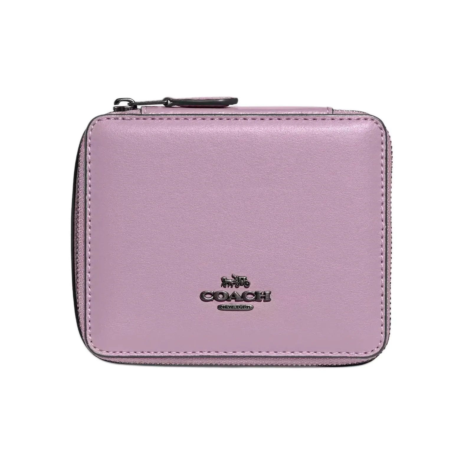 COACH Jewelry Bo Smooth Leather Jewelry Box Storage Bag Makeup Case Mini Women's Lilac Purple