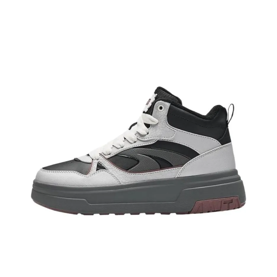 Anta Sponge Cake Warm Slip Resistant High Top Skateboard Shoes Women's Black Gray