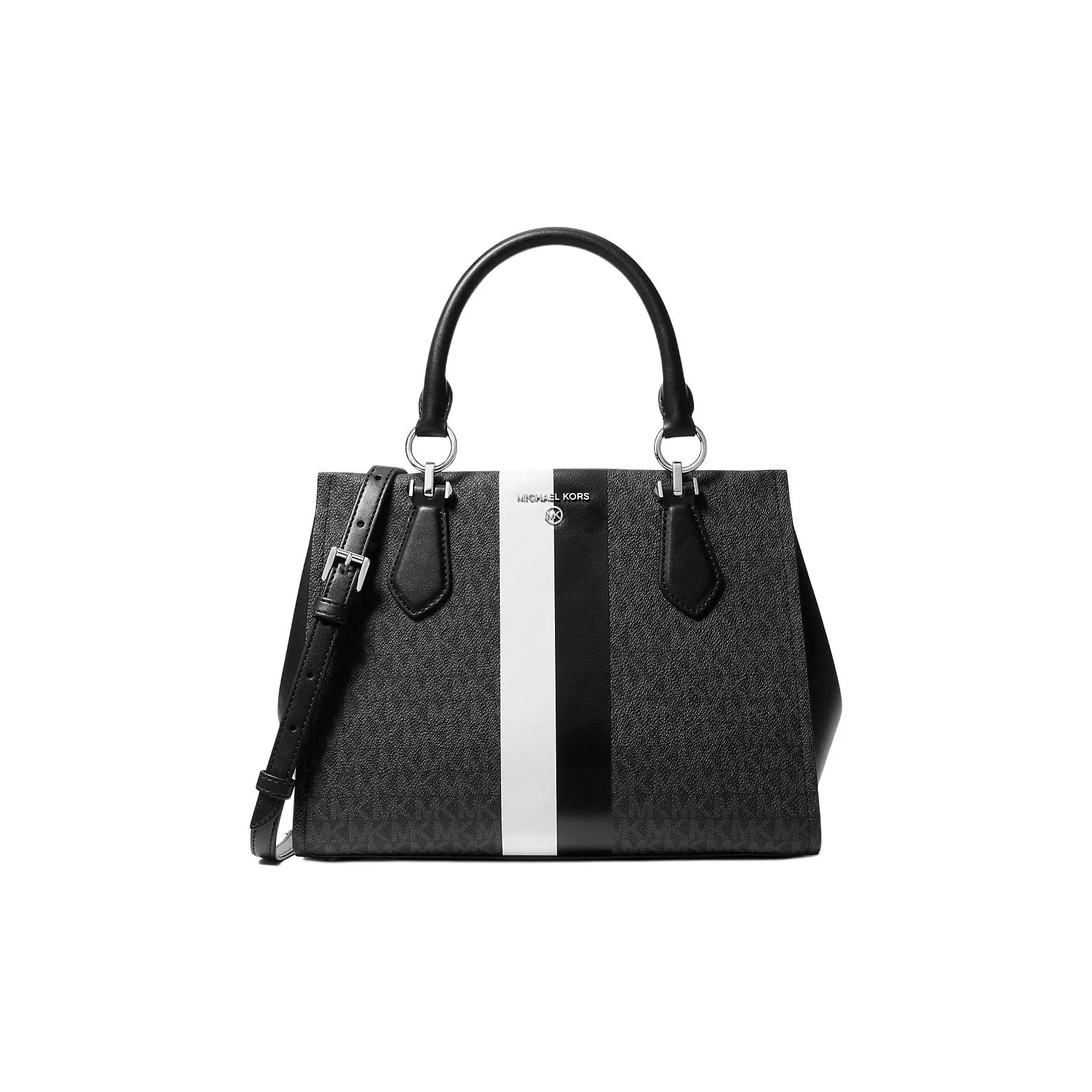 MICHAEL KORS Marilyn Покрытый холст Сумка через плечо Сумка среднего размера Женская Черная и Белая