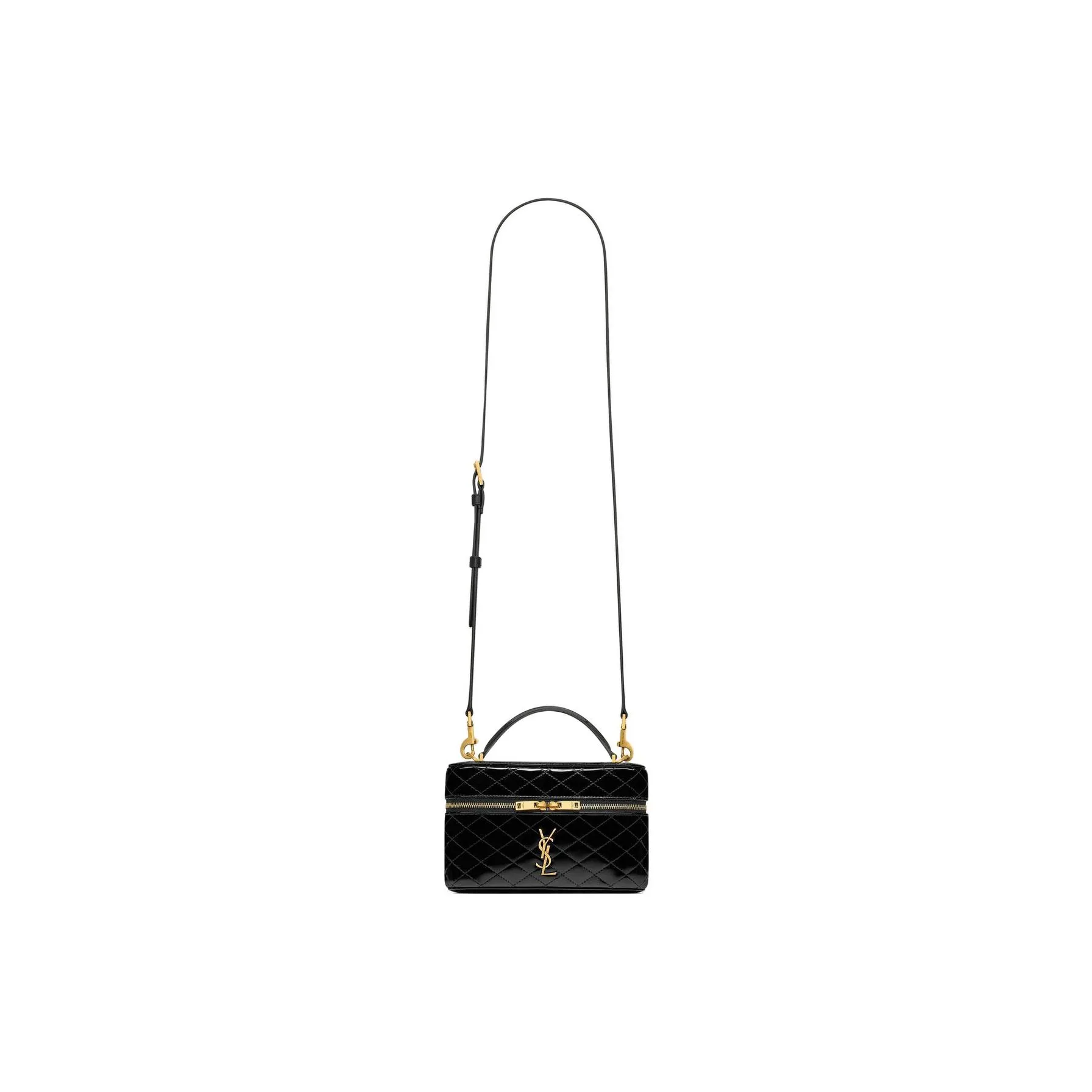 SAINT LAURENT Lambskin Makeup Bag, Shoulder Bag, Crossbody Bag, Handbag Women's Black