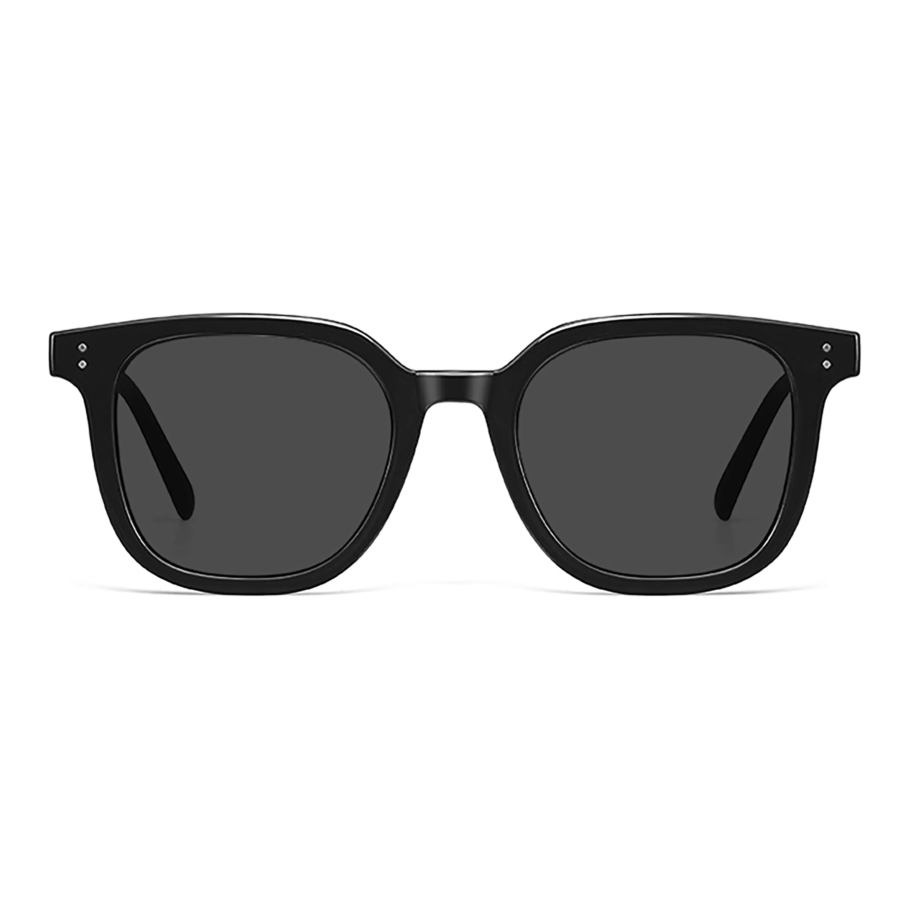 Wood Premium TR/Memory Plastic Square Sunglasses Unisex Black, Clear White