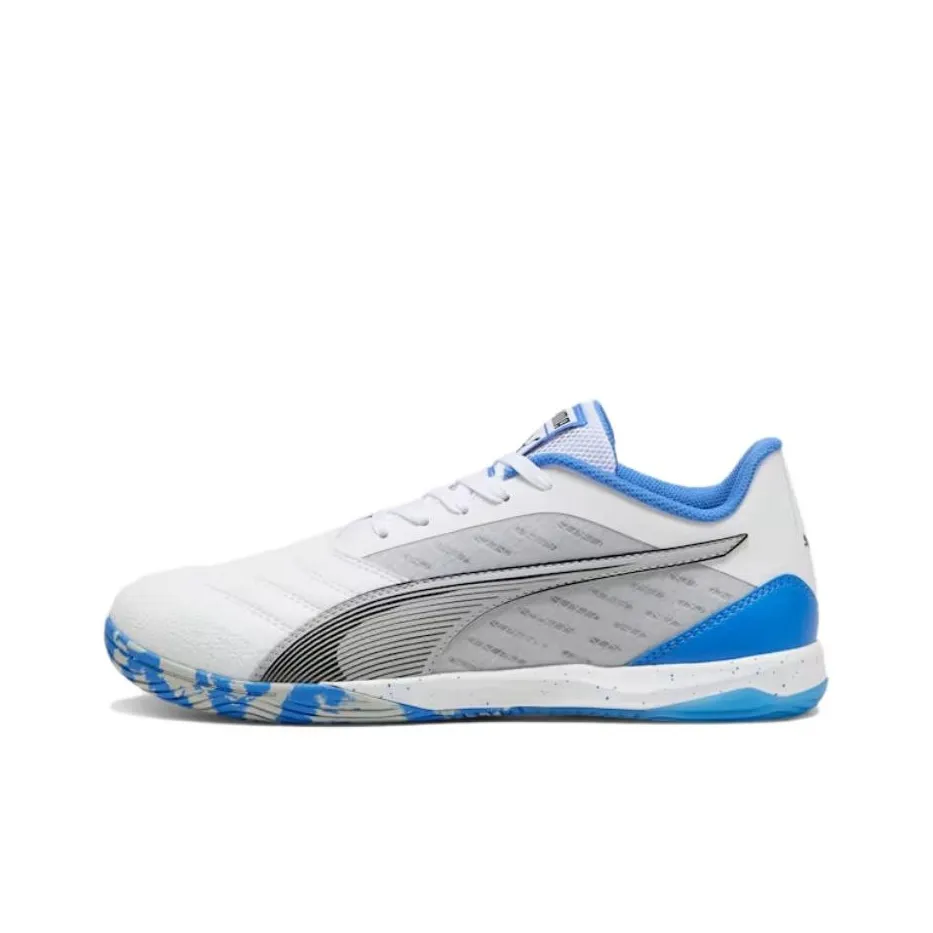 PUMA Soccer Shoes Men's White Gray Blue