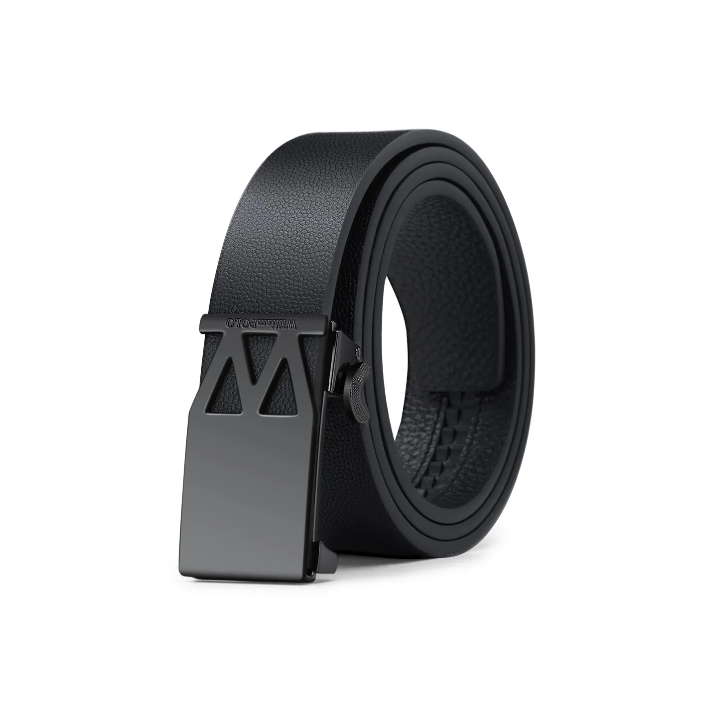 WilliamPOLO Ремень из коровьей кожи мужской матовый черный ширина 3,4 см