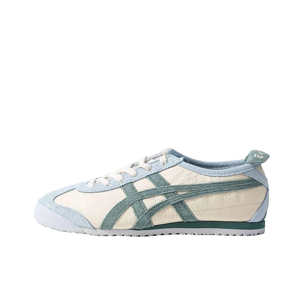 Onitsuka Tiger MEXICO 66 Slip Устойчивый к истиранию Низкий Топ Casual Женский Бежевый Зеленый Синий